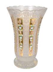 Vase en cristal avec peinture &eacute;maill&eacute;e 