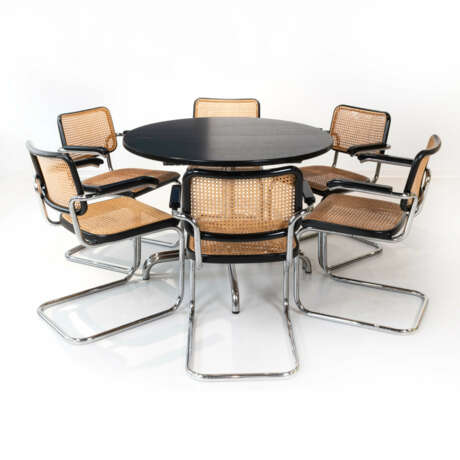 Thonet dining set with dining table 'S1052' and six cantilever chairs 'S64', design Marcel Breuer - photo 1