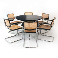 Thonet dining set with dining table 'S1052' and six cantilever chairs 'S64', design Marcel Breuer