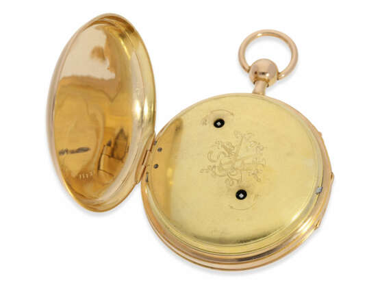Taschenuhr: prächtige und sehr seltene Taschenuhr mit Emaille-Malerei, Repetition und Musikwerk, No. HC 15722, ca. 1820 - Foto 4
