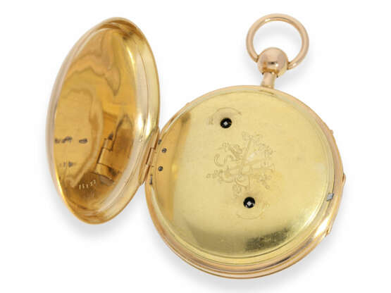 Taschenuhr: prächtige und sehr seltene Taschenuhr mit Emaille-Malerei, Repetition und Musikwerk, No. HC 15722, ca. 1820 - photo 5