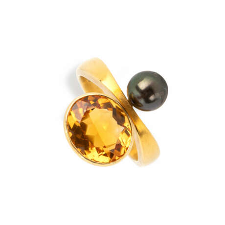 Citrine pearl ring - фото 1