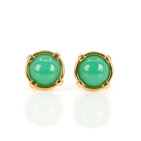 Chrysoprase ear clips - фото 1