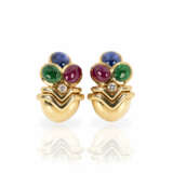 Gemstone diamond ear clips - photo 1