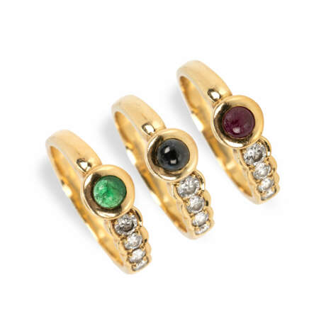 Diamond and gemstone ring set - photo 1