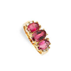 Rubellite diamond ring