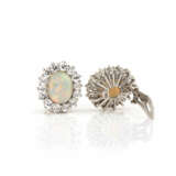 Pair of opal diamond ear clips - photo 3