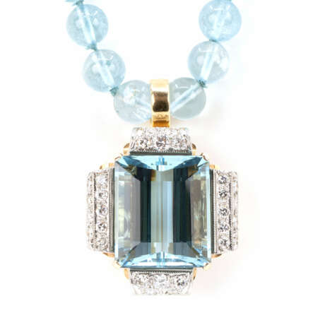 Aquamarine diamond necklace - photo 2