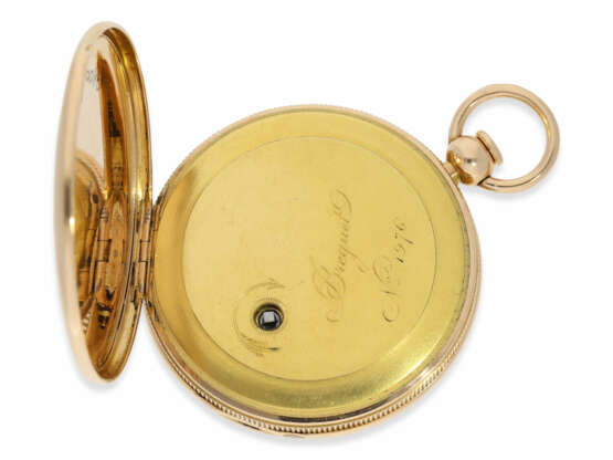 Taschenuhr: exquisite, hochkomplizierte Taschenuhr mit Viertelstunden-Repetition und springender Stunde nach Breguet, signiert Breguet & Fils No.1976, nahezu neuwertiger Zustand, ca.1810 - photo 4