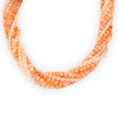 Bucherer coral diamond necklace