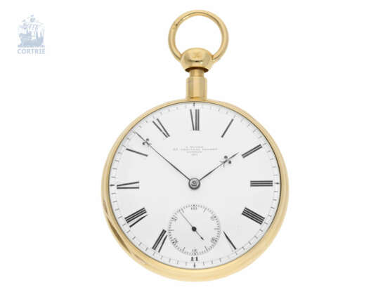 Taschenuhr: rares, hochfeines englisches Taschenchronometer mit 1/8-Repetition, George Moore, London, No.505, Hallmarks London 1840 - Foto 1