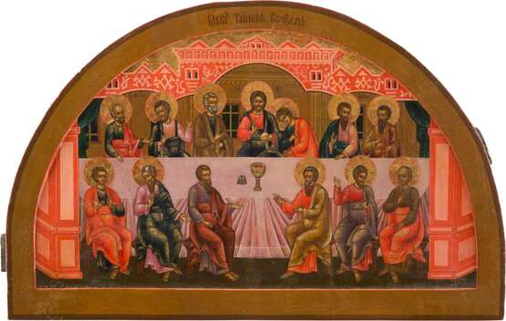 A LARGE ICON SHOWING THE LAST SUPPER FROM A CHURCH ICONOSTASIS - photo 1