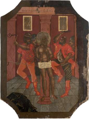 A LARGE SIGNED AND DATED ICON SHOWING THE FLAGELLATION OF CHRIST - photo 1