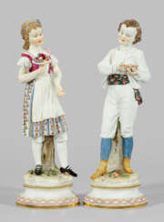 Seltenes Meissen Figurenpaar Mädchen und Knabe als Gärtner