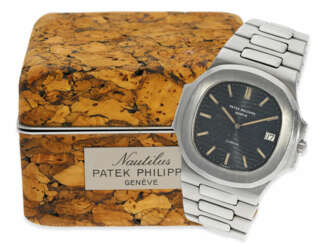 Armbanduhr: vintage Patek Philippe Rarität, Ref. 3700/1, Nautilus Jumbo mit Originalbox, aus 1. Hand, ca. 1979