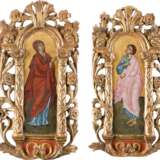 TWO ICONS FROM A CHURCH ICONOSTASIS SHOWING THE MOTHER OF GOD AND ST. JOHN FROM A CRUCIFIXION - photo 1