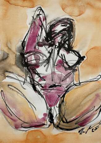 Ulla Martinmaki Nude Painting Mixed Media 21st Century Finland Paper 21th century - photo 1