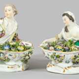 Paar Meissen Figuren mit Blumenkorb als Tafeldekoration - Foto 1