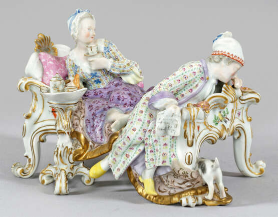 Meissen Figurengruppe "Der entdeckte Liebhaber". - фото 1