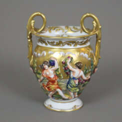 Doppelhenkel-Vase mit Capodimonte-Reliefdekor - Ne