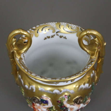 Doppelhenkel-Vase mit Capodimonte-Reliefdekor - Ne - Foto 3