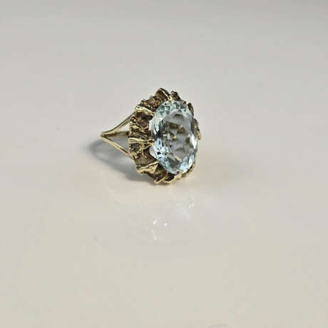 14K-Aquamarinring - Gelbgold 585/000, gestempelt, - photo 5