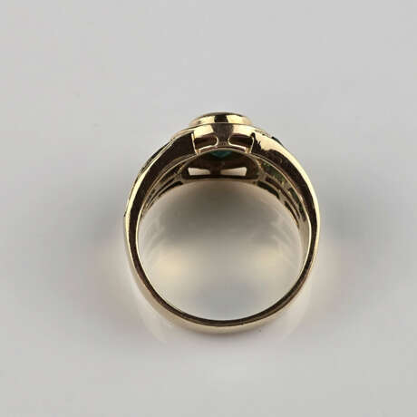 Smaragdring mit Diamanten - Gelbgold 585/000 (14K) - photo 5