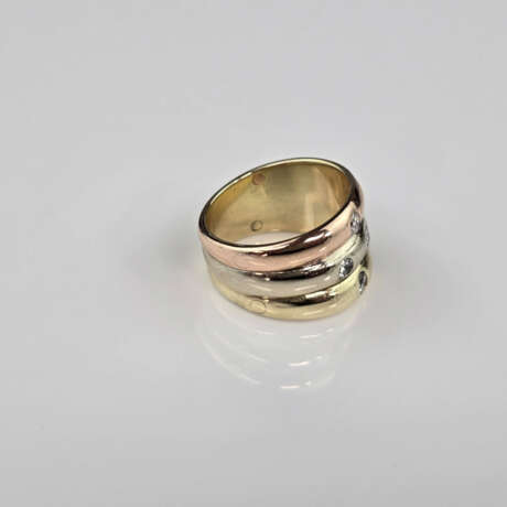 Dreifachring mit Diamantbesatz - tricolor, Gelb-/W - photo 2