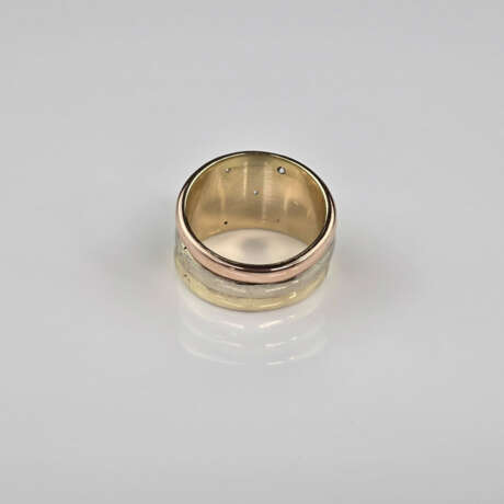 Dreifachring mit Diamantbesatz - tricolor, Gelb-/W - photo 3