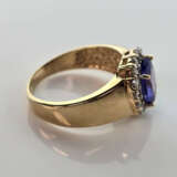 14K-Tansanitring mit Diamanten - Gelbgold 585 /000 - Foto 3