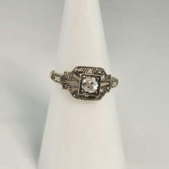 Diamantring - Gelbgold 585/000, Sterling Silber 92