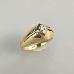 Diamantring - Rot-/Gelbgold 585/000 (14K), gestemp