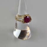 Rubin- / Diamantring - 750 Gelbgold (18K), gestem - photo 1