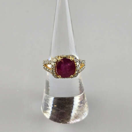 Rubin- / Diamantring - 750 Gelbgold (18K), gestem - photo 3