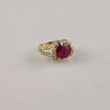 Rubin- / Diamantring - 750 Gelbgold (18K), gestem - photo 5