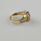 Rubin- / Diamantring - 750 Gelbgold (18K), gestem - photo 6