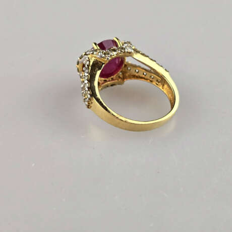 Rubin- / Diamantring - 750 Gelbgold (18K), gestem - photo 8