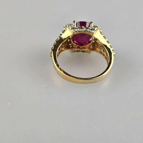 Rubin- / Diamantring - 750 Gelbgold (18K), gestem - photo 9