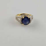 Saphir- / Diamantring - 750 Gelbgold (18K), geste - photo 4