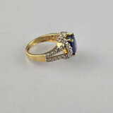 Saphir- / Diamantring - 750 Gelbgold (18K), geste - photo 5