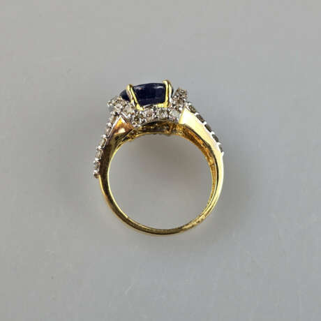 Saphir- / Diamantring - 750 Gelbgold (18K), geste - photo 7