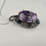 Amethystanhänger mit Saphiren und Diamanten an Ket - photo 3