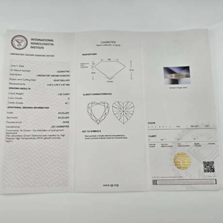 Loser Herz-Diamant von 1,00 ct. mit Lasersignatur - photo 7