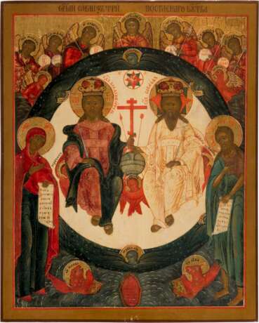 A LARGE ICON SHOWING THE NEW TESTAMENT TRINITY - фото 1