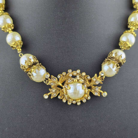 Prunkvolles Vintage-Perlencollier - goldfarbenes M - photo 2