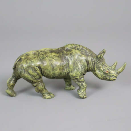 Nashorn - Wiener Bronze, Kaltnadelbemalung, natura - photo 2