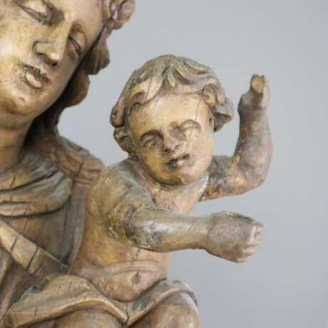 Große Holzfigur Madonna mit Kind - 18./19. Jh., Ho - Foto 9