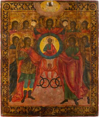 A LARGE ICON SHOWING THE SYNAXIS OF THE ARCHANGELS WITH OKLAD - photo 2