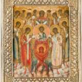 AN ICON SHOWING THE SYNAXIS OF THE ARCHANGELS WITH SILVER-GILT BASMA - photo 1