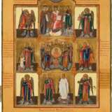 A VERY FINE ICON SHOWING THE DEISIS AND THE SYNAXIS OF THE ARCHANGELS - Foto 1